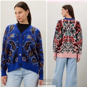 FARM Rio Toucans Scarf Mixed Print Cardigan size XS